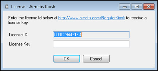 License Key dialog box