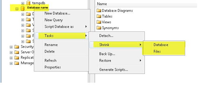 shrink database