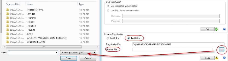 button in Setup Wizard that opens location of stored license file